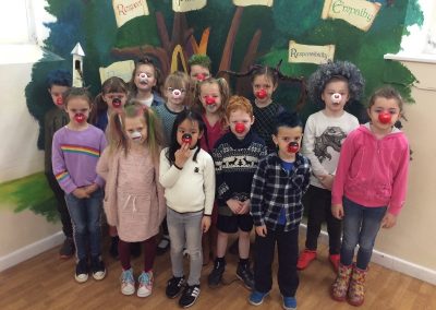 Year 2 with their red noses and mad hair.