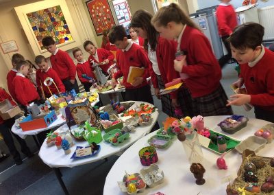 Children admiring all of the hard work.