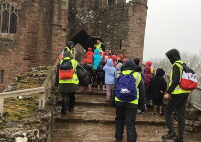 Up the steps to the entrance.