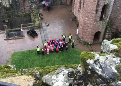 We look very small from the top of the keep.